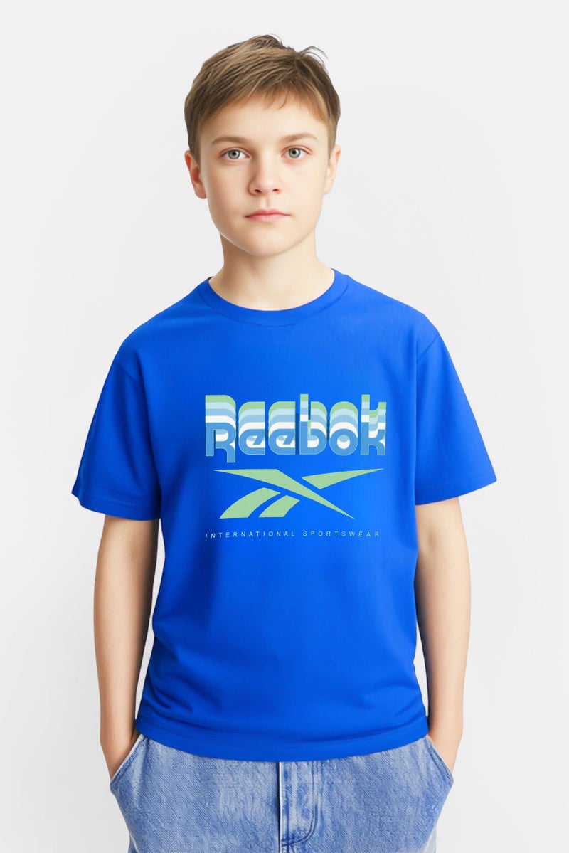 Reebok Kids Boy Sportswear Fit Short Sleeve Outdoor T-Shirt, Blue - Image 1