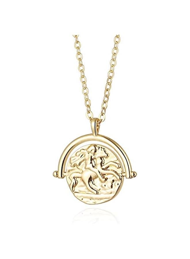 18K Gold Moon Star Lion Evil Eye Love Heart Cross Pendant Necklace Medallion Paperclip Chian Choker Layering Jewery for Women - Image 1