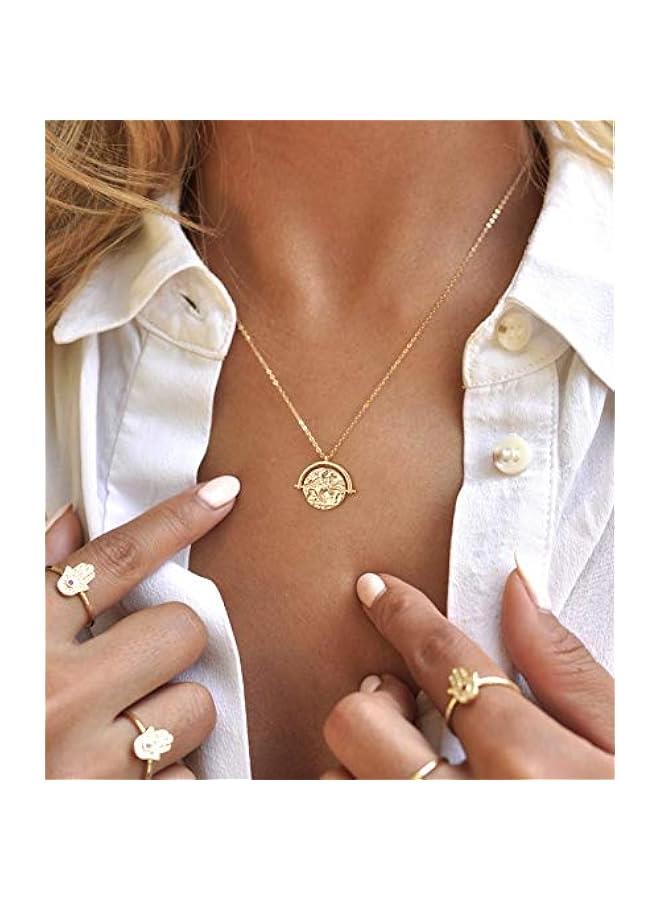 18K Gold Moon Star Lion Evil Eye Love Heart Cross Pendant Necklace Medallion Paperclip Chian Choker Layering Jewery for Women - Image 2
