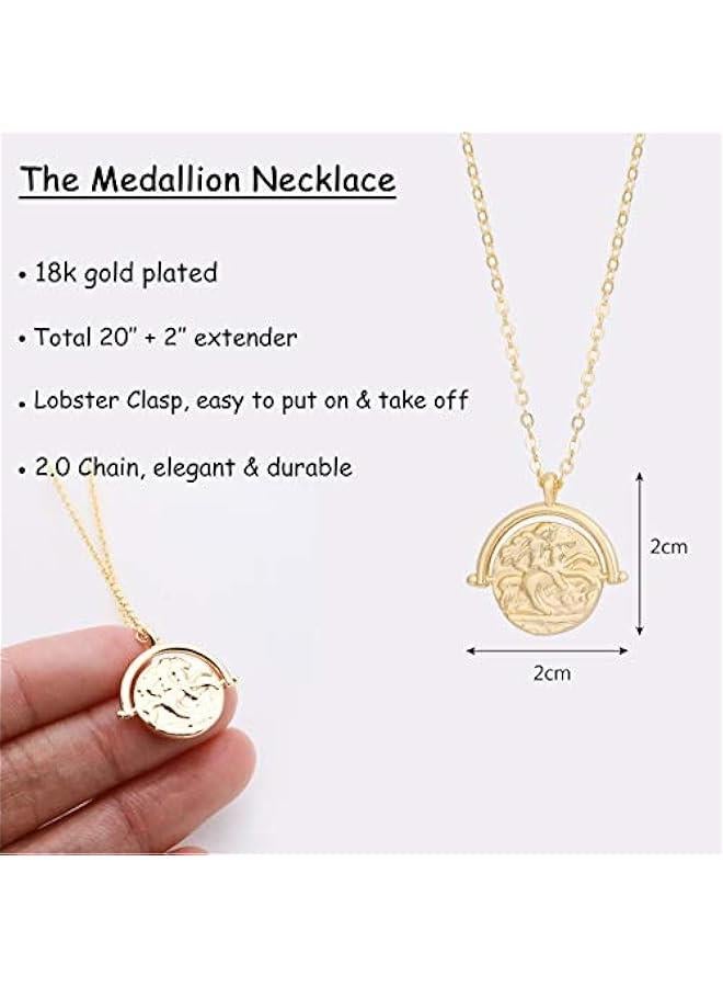 18K Gold Moon Star Lion Evil Eye Love Heart Cross Pendant Necklace Medallion Paperclip Chian Choker Layering Jewery for Women - Image 4