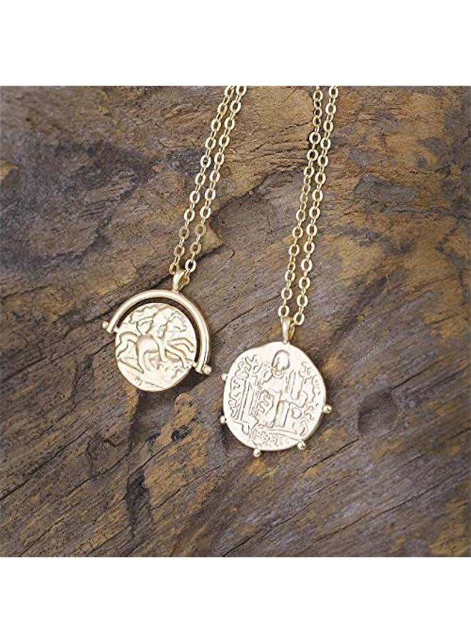 18K Gold Moon Star Lion Evil Eye Love Heart Cross Pendant Necklace Medallion Paperclip Chian Choker Layering Jewery for Women - Image 5