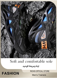RIOXS Men's Fashion Running Shoes with Flyknit Upper, Casual Athletic Trainers with Non-slip Sole Design, Comfortable Walking Sneakers, Breathable Mesh Sports Shoes, Easy to Pull On and Off, Mens Athlesiure Shoes  - Image 5