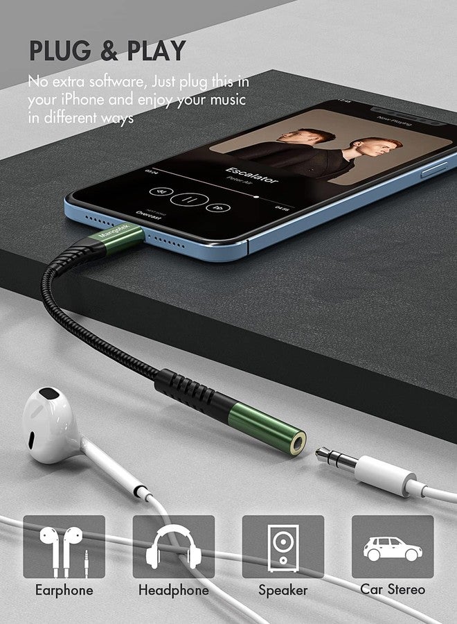 Mangotek iPhone Headphone Adapter,Apple MFI Certified Lightning to 3.5 mm Headphone Jack Adapter, Apple Dongle for iPhone iPhone 14/13/12/11/11 Pro/Pro Max/SE/X/XR/XS/8/7/iPad/iPod(Green,1 Pack) - Image 4