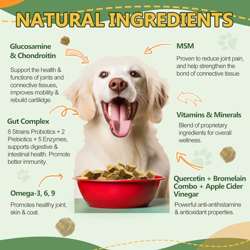 NATURE TARGET Multivitamin for Dogs - with MSM & Glucosamine, Omegas 3 & 6, Probiotics for Digestive Health, Joint Support, Skin & Coat, Immune System & Overall Health 120 Soft Chews - Image 4