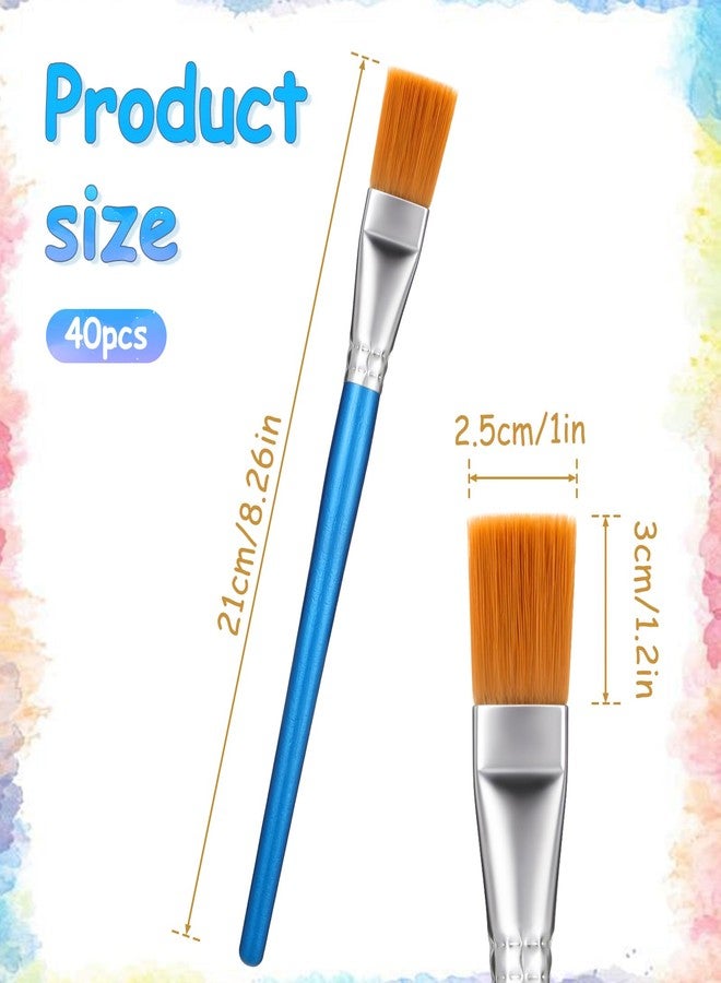 Grevosea 1 Inch Flat Paint Brushes, 40 Pieces Large Acrylic Painting Brushes Bulk with Wooden Handle for Acrylic Watercolor Oil Crafts Face Body Art - Image 2