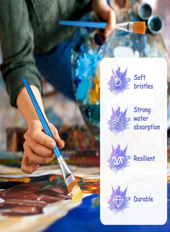 Grevosea 1 Inch Flat Paint Brushes, 40 Pieces Large Acrylic Painting Brushes Bulk with Wooden Handle for Acrylic Watercolor Oil Crafts Face Body Art - Image 4