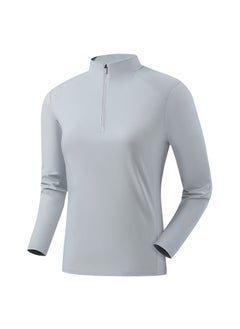 Sorona Long Sleeve T-shirt Mens Comfort Fit Half-Zip white fog gray