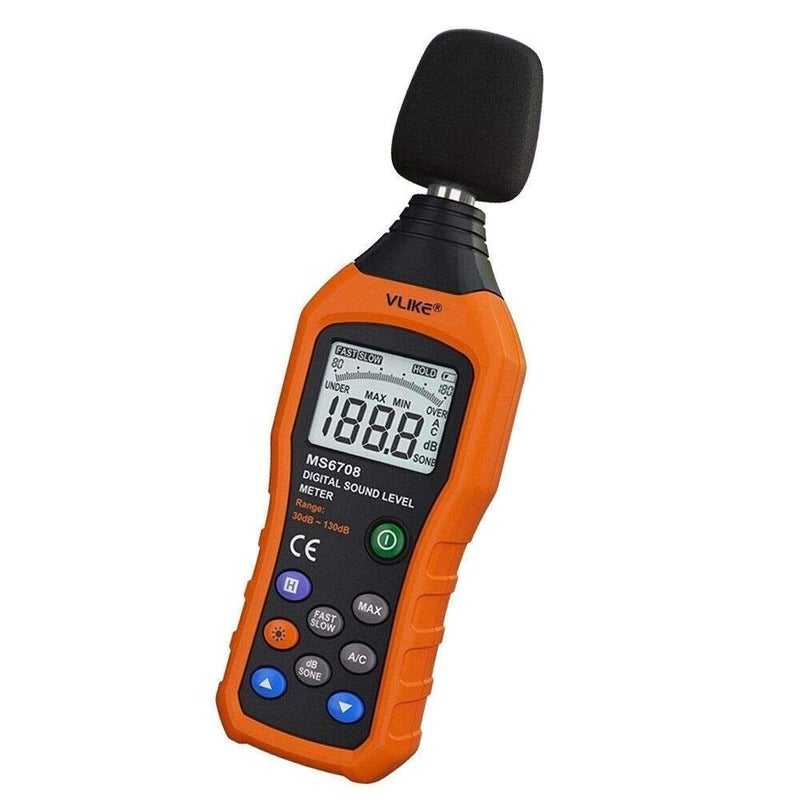 VLIKE LCD Digital Audio Decibel Meter Sound Level Meter Noise Level Meter Sound Monitor dB Meter Noise Measurement Measuring 30 dB to 130 dB A/C Mode (Batteries Not Include) - Image 1