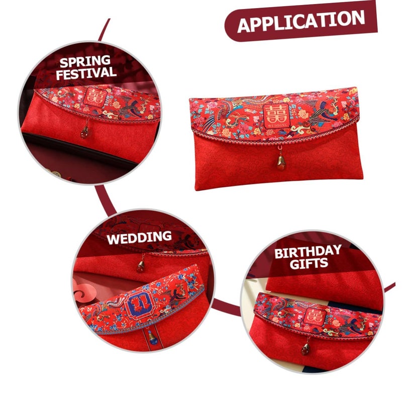 Chinese Silk Wedding Red Envelopes for Celebrations Red Color - Image 5