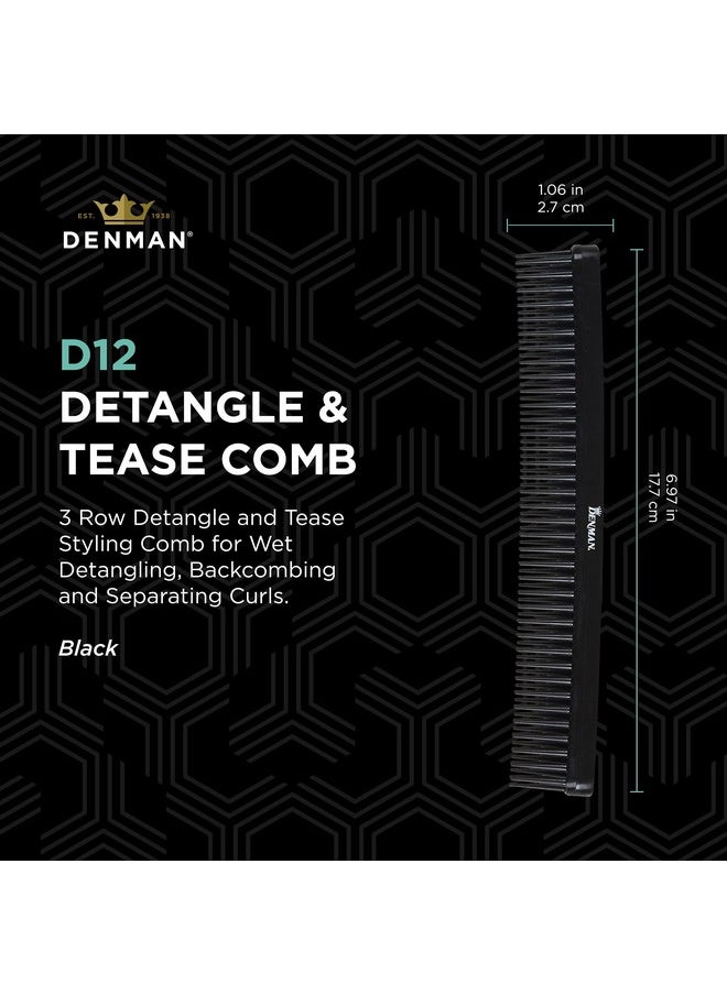 Ean By Denman (Black) Curl Volumiser Comb For Separating, Styling, Defining, Enhancing & Boosting Curls (D12)