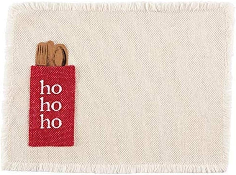 Mud Pie Holiday Dhurrie Cotton Place Mat White 41160003H - Image 1