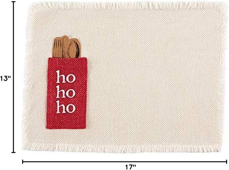 Mud Pie Holiday Dhurrie Cotton Place Mat White 41160003H - Image 3