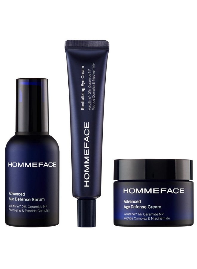 HOMMEFACE Advanced Age Defense 3Step Antiaging Skincare Set For Men Facial Serum Eye Cream & Face Cream - Image 1