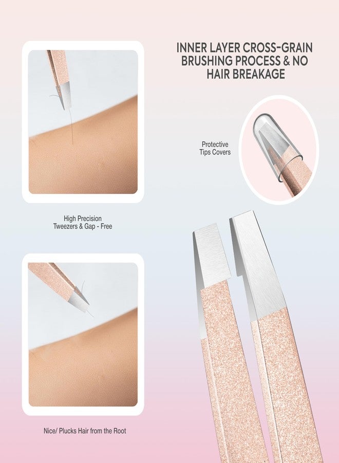 MARKHOR® Luxe Rose Gold Eyebrow Tweezers for Women Facial Hair, Splinter and Ingrown Hair Removal Tweezers Set, Professional Pointed and Slant Tweezers for Eyebrows, Precision Tweezers for Eyebrows - Image 5