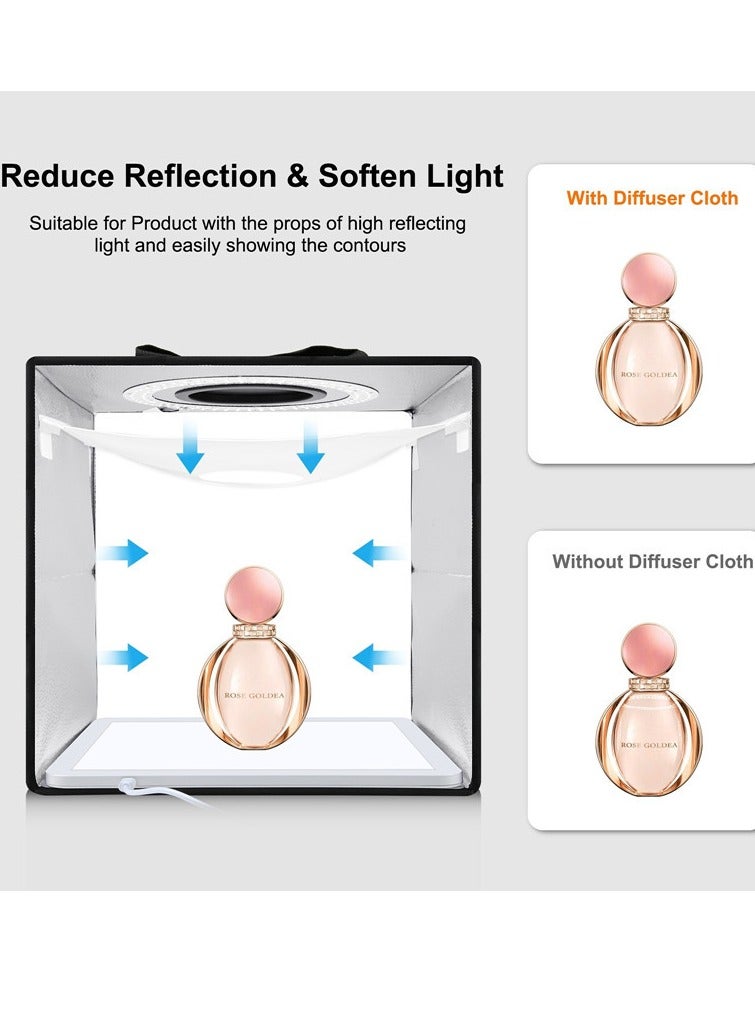 PULUZ PKT3200 30*30*30cm Folding LED Light Tent Desktop Photo Studio Light Box Softbox 5500K Dimmable USB Powered with 6pcs Color Backdrops & Shadowless LED Light Panel for Small Product Photography - Image 4