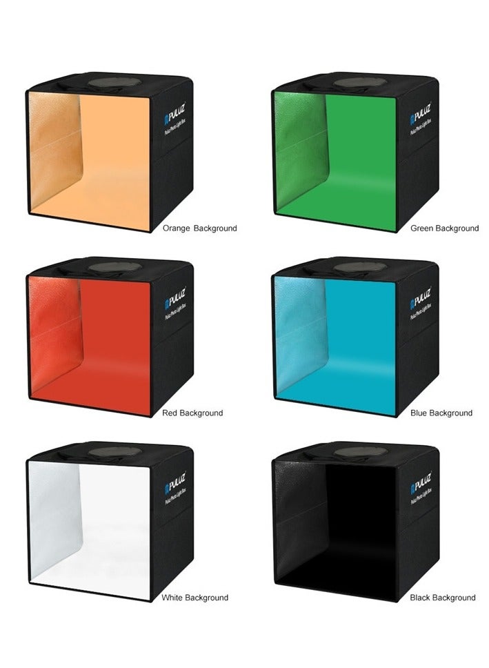 PULUZ PKT3200 30*30*30cm Folding LED Light Tent Desktop Photo Studio Light Box Softbox 5500K Dimmable USB Powered with 6pcs Color Backdrops & Shadowless LED Light Panel for Small Product Photography - Image 2