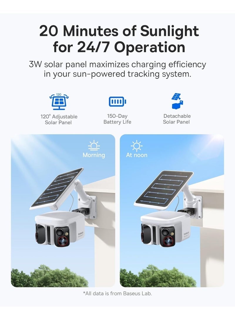 بيسوس كاميرا مراقبة شمسية X1 Pro خارجية لاسلكية، مزدوجة العدسة 3K بالذكاء الاصطناعي، CCTV، دوران وتحريك 300°، تقريب 8X، رؤية ليلية ملونة، كشف الحركة، تخزين محلي 512 جيجابايت، بدون اشتراك، مقاومة للماء IP65 - Image 5