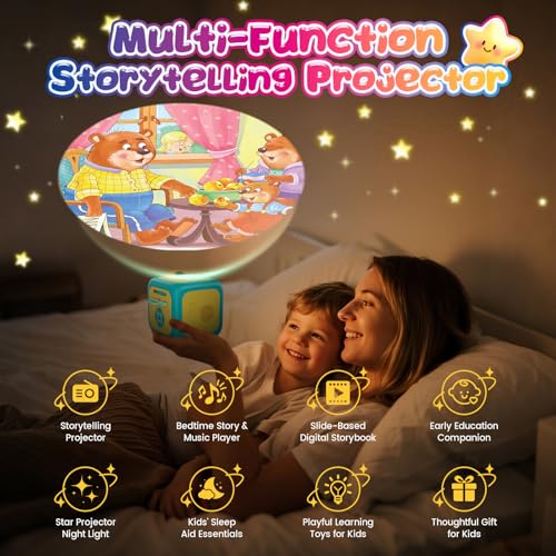 Vmiya Kids Story Projector for Toddlers Story Dream Machine Storybook Projector with Educational Stories Music AutoOff Nightlight Bedtime Learning Toy Birthday Gift for Kids Girls Boys Aged 3 - Image 5