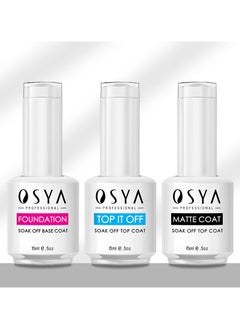 OSYA osya base Coat and matte top coat and top coat 15ml Large Capacity Top Coat Clear Gel Nail Polish Soak Off U V LED Gel for Starters Professionals Home DIY Nail Salon Manicure  - Image 1