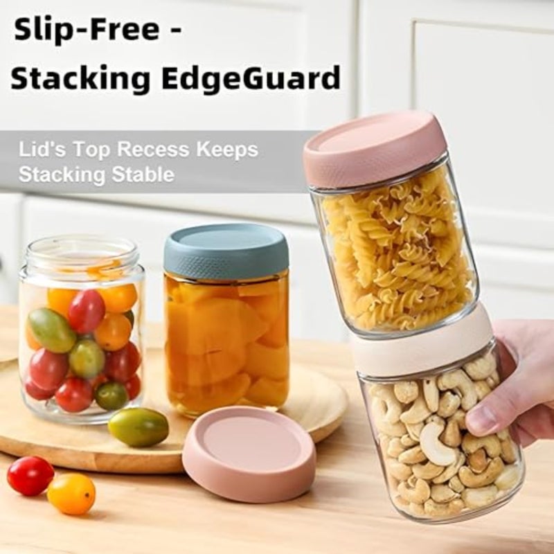 baihuo6-Pack 16 oz Overnight Oats Jars with Airtight Lids, Glass Food Storage Containers, Airtight Glass Sets with Lids, Mason Jars for Snacks, Yogurt, Spices, and More - Image 5