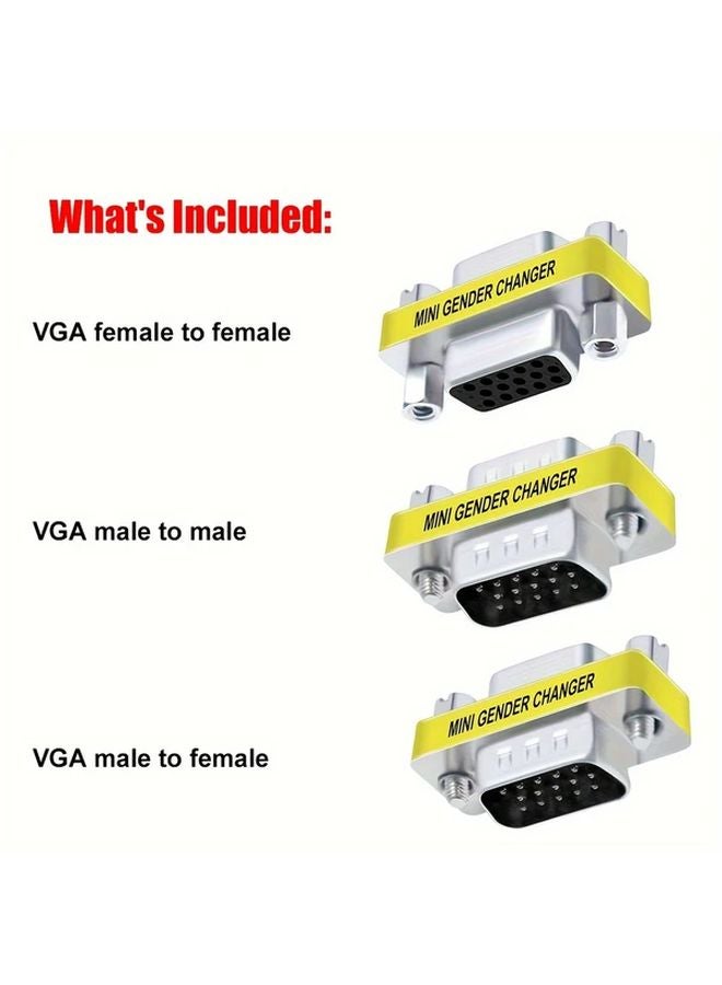 VGA Male To Female Adapter 15 Pin Gender Converter Cable - Image 2