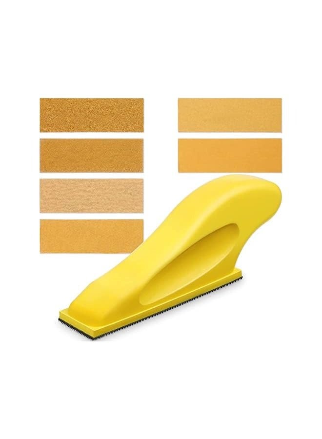 بروماس مجموعة أدوات الصنفرة الصغيرة مقاس 3.5 × 1 بوصة للمشروعات الصغيرة، أدوات الصنفرة ذات المقبض التفصيلي، 120 ورقة من ورق الصنفرة الخشبي P80، P120، P180، P240، P400، P600، تلميع الحرف اليدوية بنفسك - Image 1