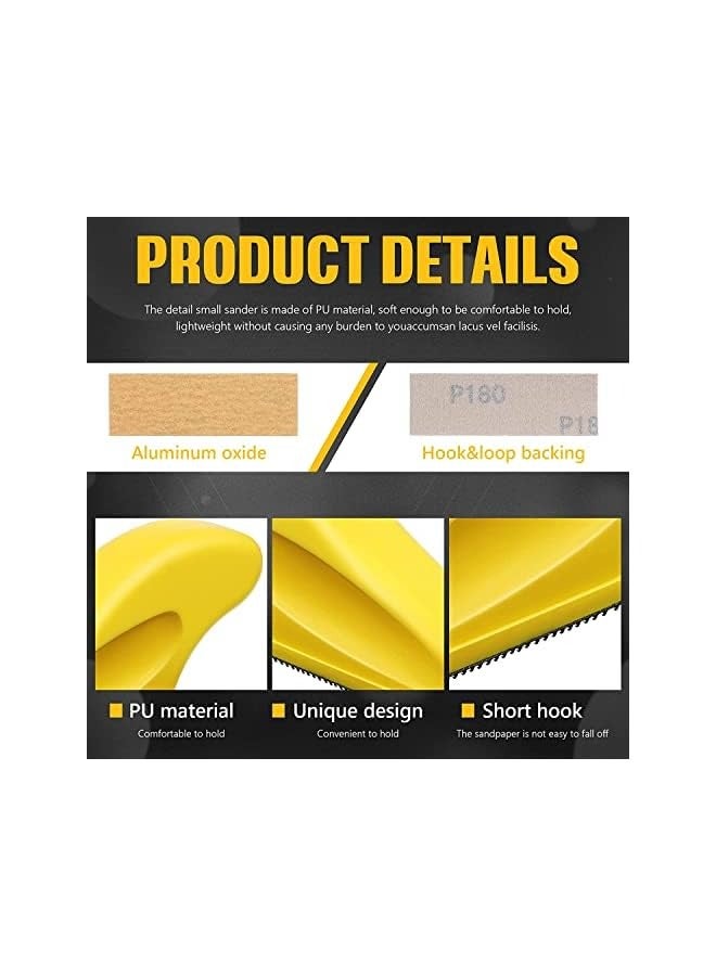 بروماس مجموعة أدوات الصنفرة الصغيرة مقاس 3.5 × 1 بوصة للمشروعات الصغيرة، أدوات الصنفرة ذات المقبض التفصيلي، 120 ورقة من ورق الصنفرة الخشبي P80، P120، P180، P240، P400، P600، تلميع الحرف اليدوية بنفسك - Image 3