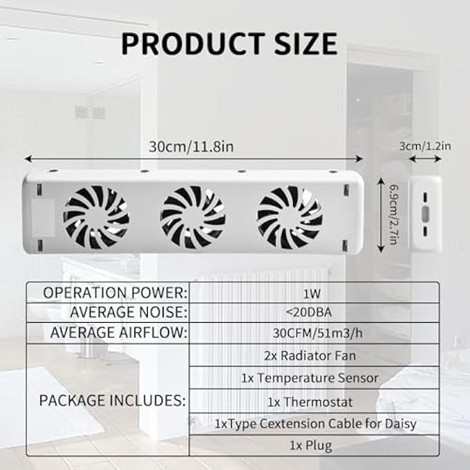 RADIATOR FAN DUO SET, SMART RADIATOR AMPLIFIER WITH THERMOSTATS, DURABLE HEATING FAN, FOR SAVING ENERGY AND HEATING COSTS, LOW MONEY - Image 3