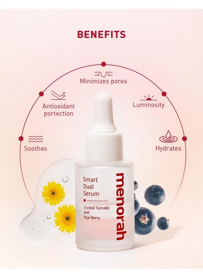 MENORAH مينورا للعناية بالبشرة - سيروم مزدوج ذكي - مع الطماطم الكريستالية وتوت الآساي، سيروم للوجه، مضاد للشيخوخة، بشرة متوهجة، سيروم غني بالزيوت، IBR-TCLC®، زيت جوز الهند الطبيعي، زيت نواة النخيل، فيتامين C وE - Image 4