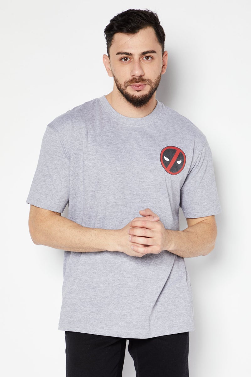 MARVEL Men Crew Neck Short Sleeve Graphic T-Shirt, Grey - Image 1