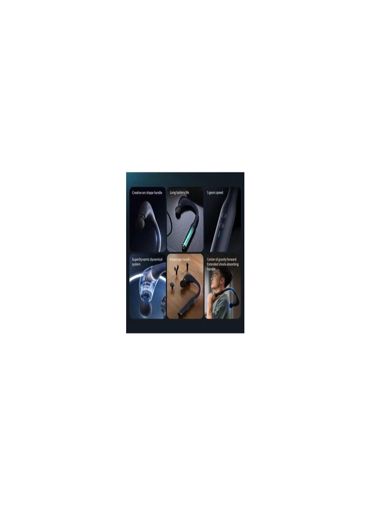 Philips Hook Shaped Massager, Curved Massager Gun, Handhold Massager, for Back and Neck and Hard-To-Reach Areas, Cordless and Rechargebale, 270-Min Battery Life, 5 Intensity, for Gym Athlete Runner PPM3502G-Dark Blue - Image 3