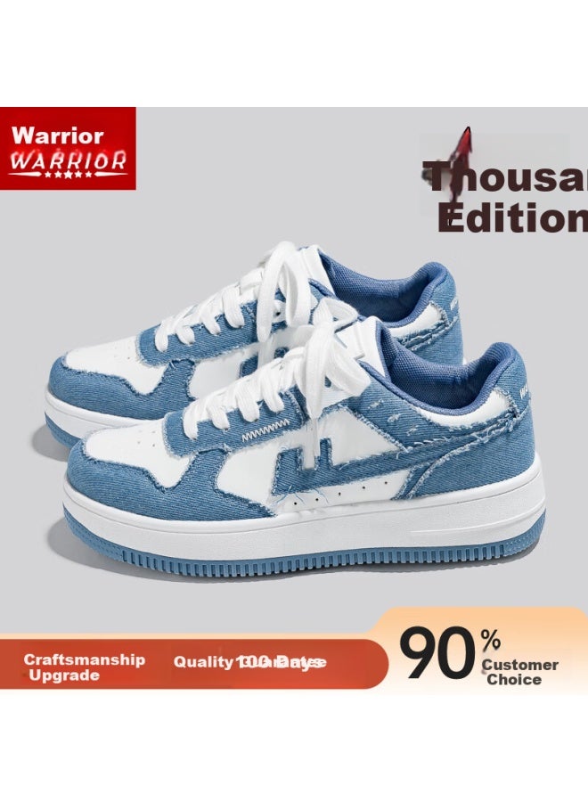 Pull Back Huili Official Men's Casual Shoes, New Winter Style, Versatile Simple Sneakers, White And Blue, Size 39 - Image 1