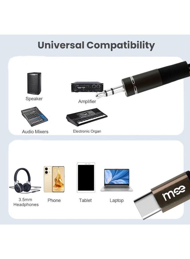 آیمی كابل صوت AUX من النوع C إلى 3.5 مم، مصنوع من سبيكة ألومنيوم مضفرة بطول متر واحد، يوفر نقل صوت عالي الدقة، متوافق مع أجهزة الكمبيوتر المحمول والهواتف والأجهزة اللوحية وأجهزة ستيريو السيارات وسماعات الرأس ومكبرات الصوت ومكبرات الصوت - IM-218 - Image 4