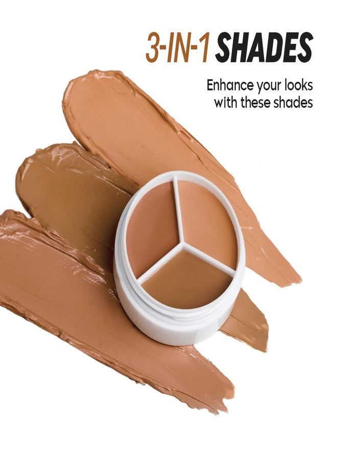 Gleva Tri-Color Concealer for Women, Full Coverage Waterproof & Long Lasting Colour Corrector for Dark Circles & Blemishes Lightweight & Hydrating For Under Eyes, Fine Lines & Uneven Skin Tone (Dusky) - Image 4