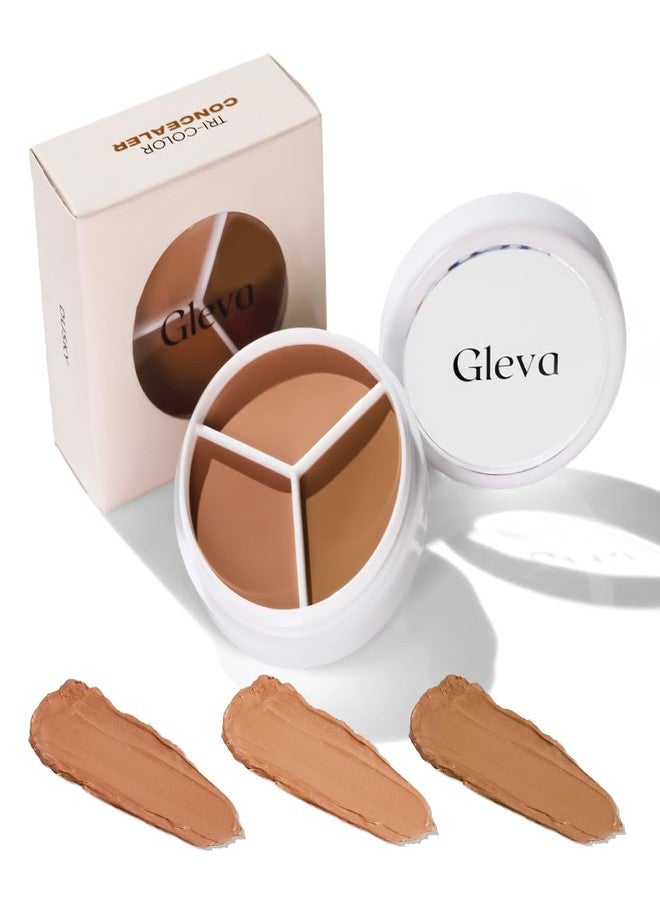 Gleva Tri-Color Concealer for Women, Full Coverage Waterproof & Long Lasting Colour Corrector for Dark Circles & Blemishes Lightweight & Hydrating For Under Eyes, Fine Lines & Uneven Skin Tone (Dusky) - Image 1