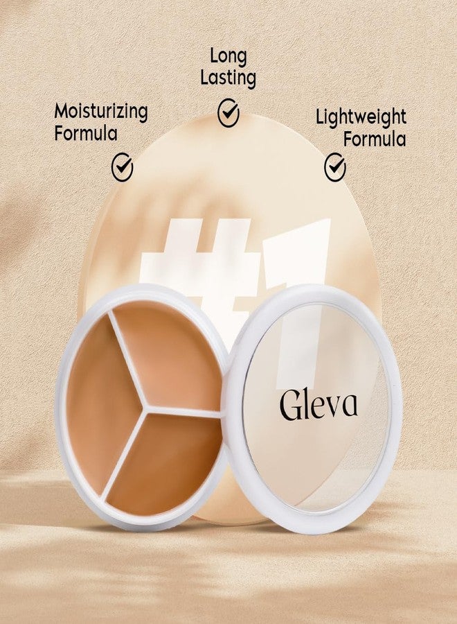 Gleva Tri-Color Concealer for Women, Full Coverage Waterproof & Long Lasting Colour Corrector for Dark Circles & Blemishes Lightweight & Hydrating For Under Eyes, Fine Lines & Uneven Skin Tone (Dusky) - Image 3