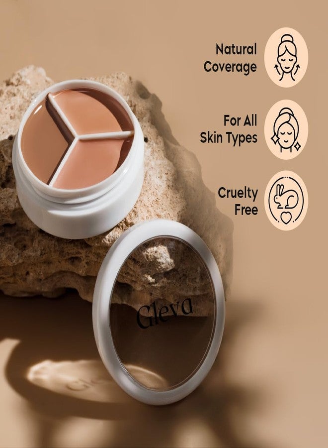 Gleva Tri-Color Concealer for Women, Full Coverage Waterproof & Long Lasting Colour Corrector for Dark Circles & Blemishes Lightweight & Hydrating For Under Eyes, Fine Lines & Uneven Skin Tone (Dusky) - Image 5