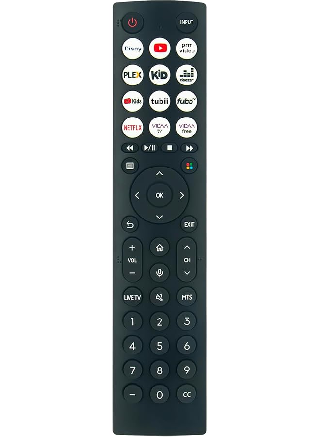 ELTRAZONE ERF2C36H Voice Replacement Remote Control Compatible with Hisense Smart Vidaa TVs – Fit for Models 55A6KV, 43A6KV, 50A6KV, 58A6KV, 65A6KV – Built-In Voice Search, Quick Access Buttons, No Setup Required, Full Function Remote for A6KV Series - Image 1