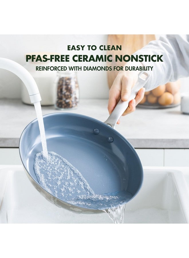 GreenPan Treviso 9.5” and 11” Frying Pan skillet Set, Non-Toxic PFAS-Free Stainless Steel Ceramic Nonstick Coating, Induction Suitable, Multi Clad, Pouring Rims, Dishwasher & Oven Safe to 600° - Image 4