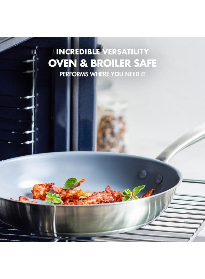 GreenPan Treviso 9.5” and 11” Frying Pan skillet Set, Non-Toxic PFAS-Free Stainless Steel Ceramic Nonstick Coating, Induction Suitable, Multi Clad, Pouring Rims, Dishwasher & Oven Safe to 600° - Image 3