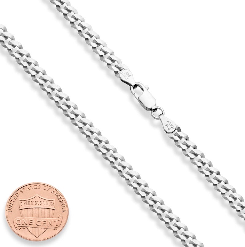 Miabella Solid 925 Sterling Silver Italian 5mm Diamond Cut Cuban Link Curb Chain Necklace for Women Men, Made in Italy (22 Inches) - Image 3