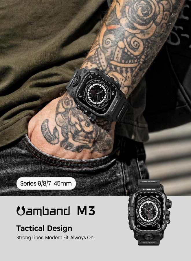amBand M3 Rugged Case with Band Designed for Apple Watch Series 8/7 45mm - Black - Image 3