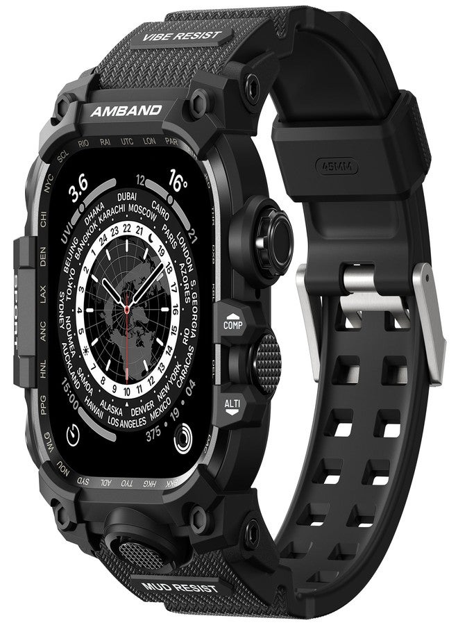 amBand M3 Rugged Case with Band Designed for Apple Watch Series 8/7 45mm - Black - Image 1