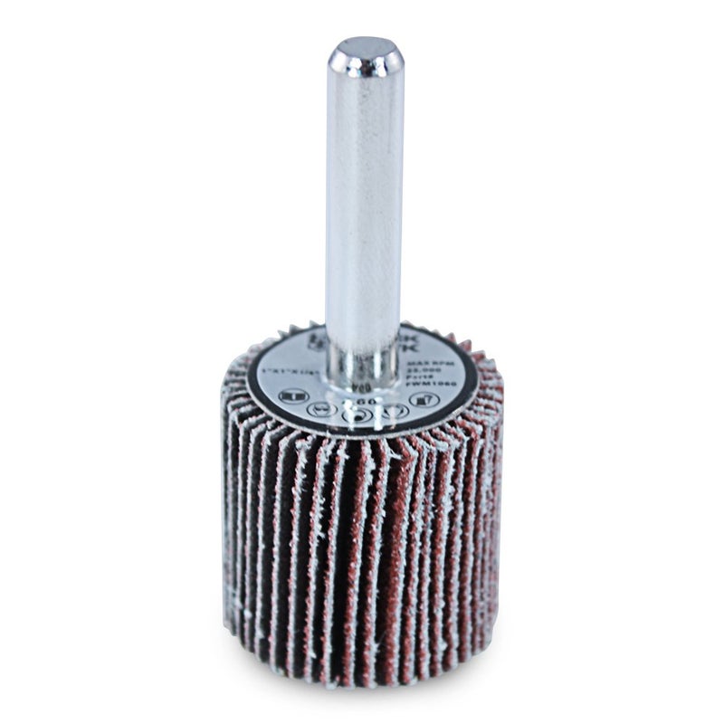 BHA Aluminum Oxide Shank Mounted Flap Wheels, 1” x 1” x 1/4”, 40 Grit - 5 Pack - Image 1