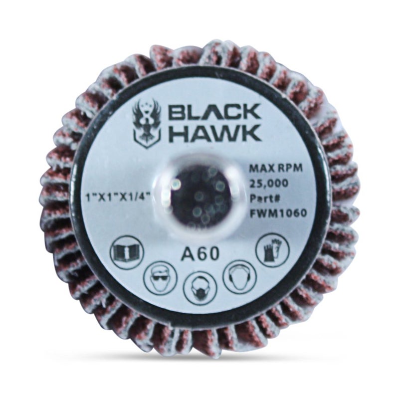 BHA Aluminum Oxide Shank Mounted Flap Wheels, 1” x 1” x 1/4”, 40 Grit - 5 Pack - Image 4