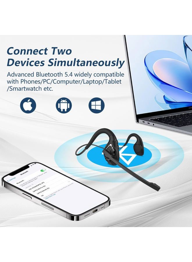 BANIGIPA Open Ear Headphones, Air Conduction Bluetooth Headset, Wireless Earphones Stereo w/Noise-Canceling Boom Microphone, 10 Hrs Playtime, Light and Comfortable for Cell Phone Sport Office Driving - Image 5