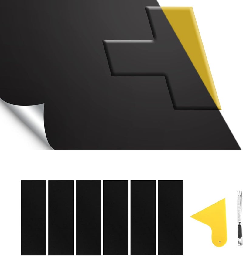 BLAKAYA 11.8" x 4" Bowtie Emblem Wrap Kit for Chevy Logo Overlay Vinyl Wrap with Spatula and Cutter 6PCS Matte Black - Image 1
