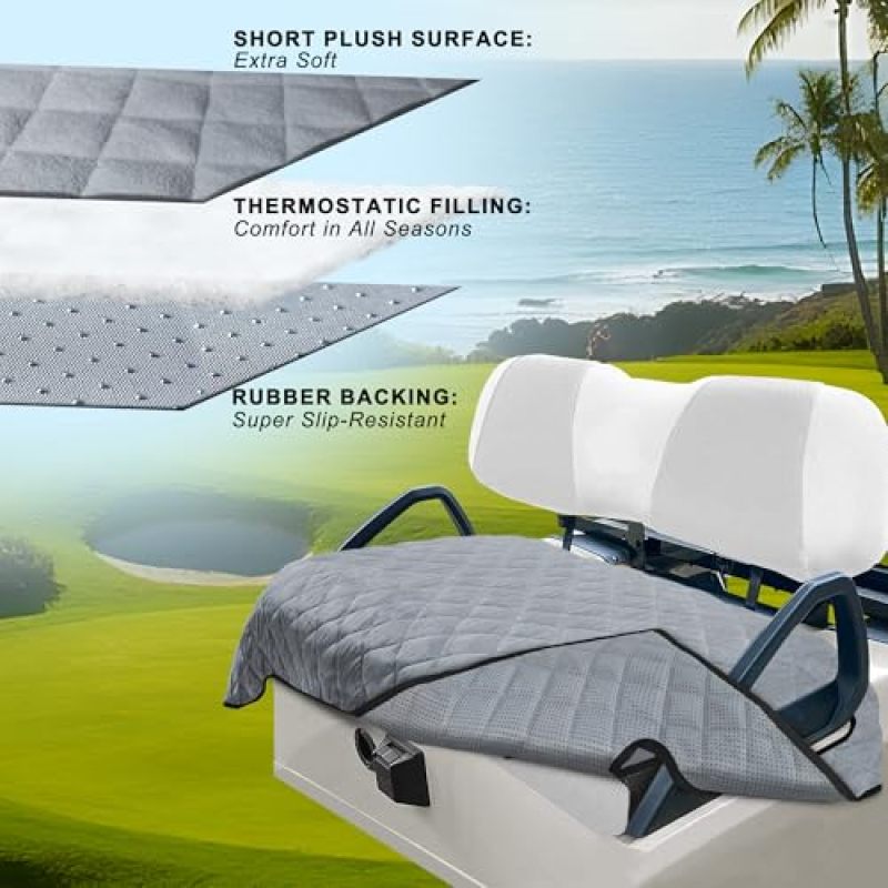 Golf Cart Covers: 129.5 Cm X 77.5 Cm Warm Plush Seat Cover - Non-slip Backing Universal Seat Cover for 2-passenger 4-passenger EZGO Yamaha Club Car Golf Carts - Image 2