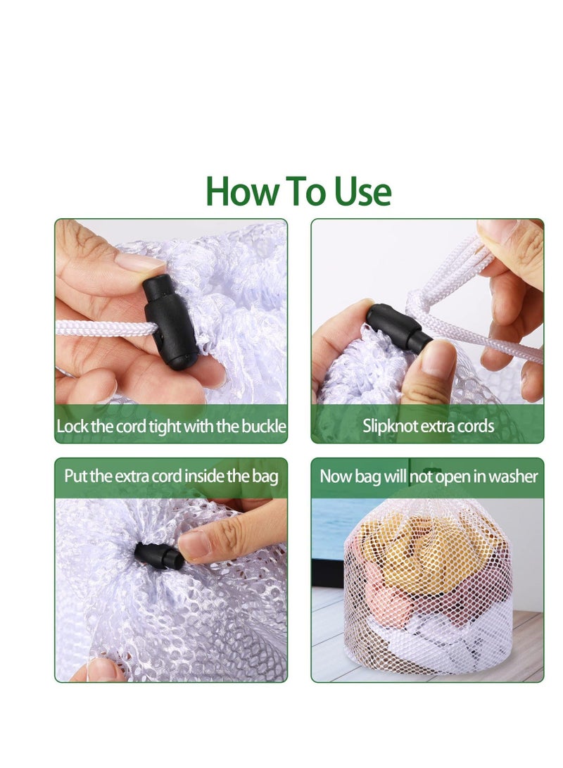 Y&D 2 Packs Laundry Bags Mesh Wash Bag Travel Bags, College Bag, Drawstring Design for Blouse Baby Clothes Underwear Dirty Package  - Image 3