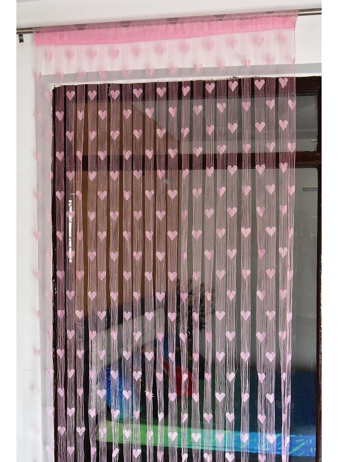 Homefab India Pink Heart Shape String Door Curtain (1 pc) - 7 feet - Image 1